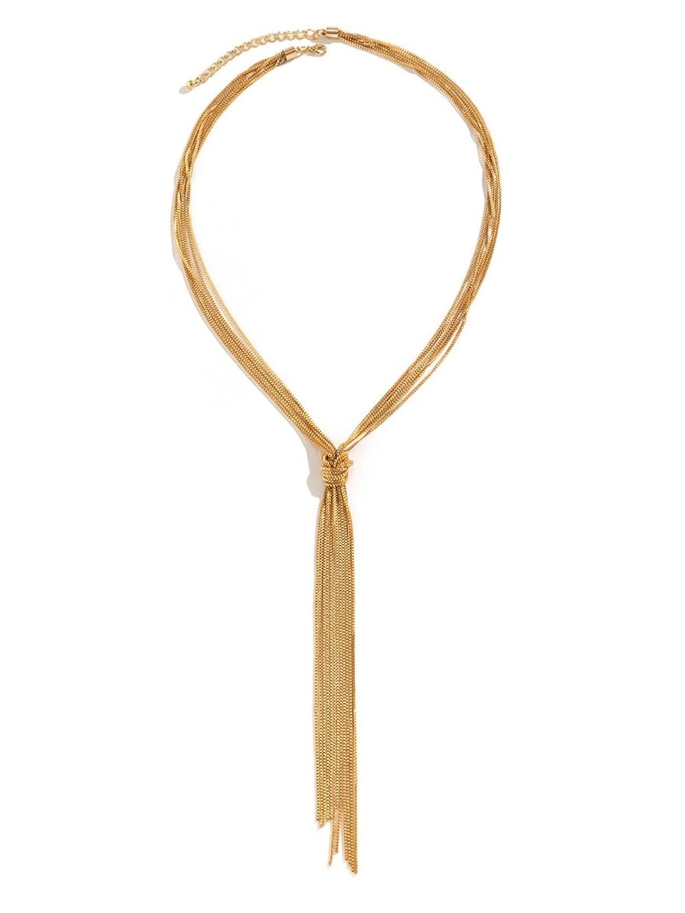 Gold Layered Knot Lariat Necklace